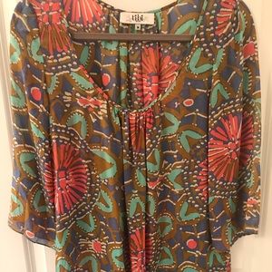 TIBI silk 3/4 sleeve tunic/ beach cover up